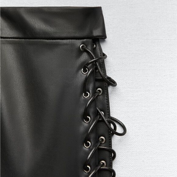 NWT Zara Laced Faux Leather Leggings - Picture 7 of 10